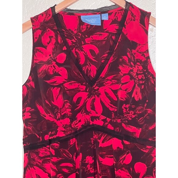 Simply Vera Vera Wang 4 Red & Black Baby Doll  Floral Elegant Tiered Empire - Picture 6 of 13